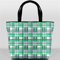 Green plaid pattern Bucket Bags from ArtsNow.com Back