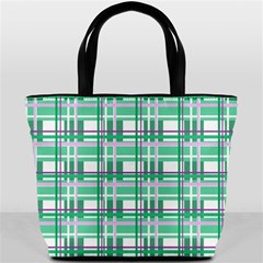 Green plaid pattern Bucket Bags from ArtsNow.com Back