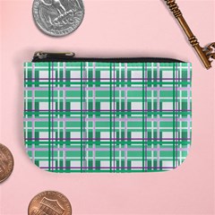 Green plaid pattern Mini Coin Purses from ArtsNow.com Front