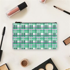 Green plaid pattern Cosmetic Bag (Small)  from ArtsNow.com Front