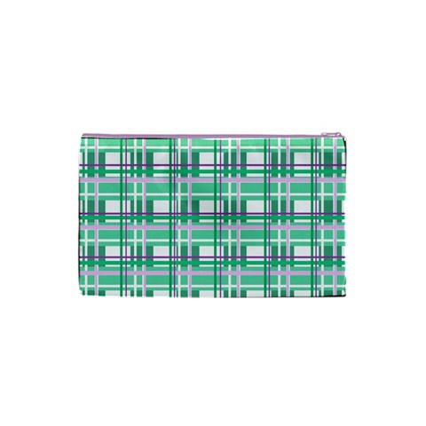 Green plaid pattern Cosmetic Bag (Small)  from ArtsNow.com Back