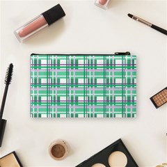 Green plaid pattern Cosmetic Bag (Small)  from ArtsNow.com Back