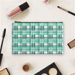 Green plaid pattern Cosmetic Bag (Medium)  from ArtsNow.com Front