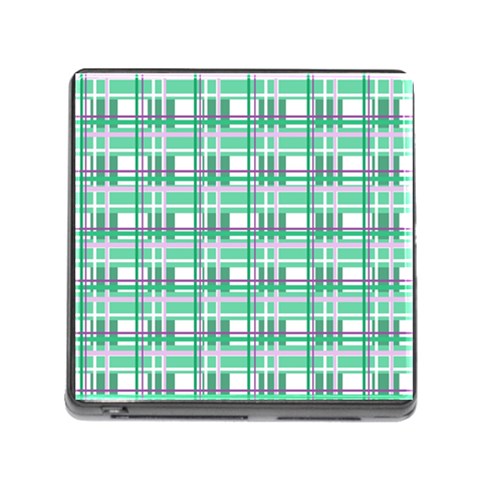 Green plaid pattern Memory Card Reader (Square) from ArtsNow.com Front