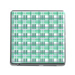 Green plaid pattern Memory Card Reader (Square)