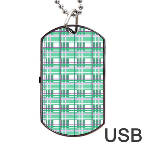 Green plaid pattern Dog Tag USB Flash (One Side) from ArtsNow.com Front