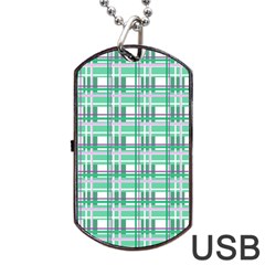 Green plaid pattern Dog Tag USB Flash (Two Sides)  from ArtsNow.com Front