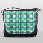 Green plaid pattern Messenger Bags