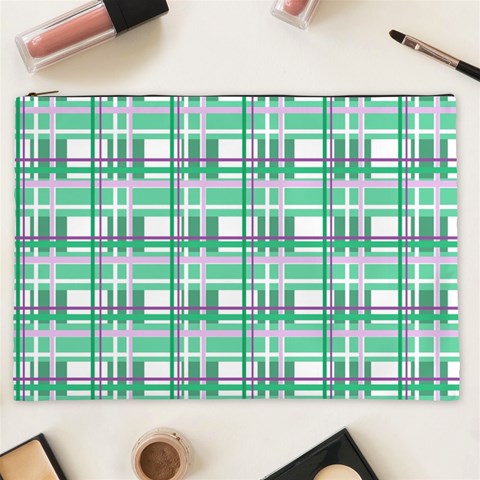 Green plaid pattern Cosmetic Bag (XXL)  from ArtsNow.com Front