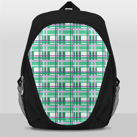 Green plaid pattern Backpack Bag from ArtsNow.com Front