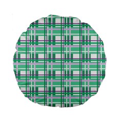 Green plaid pattern Standard 15  Premium Round Cushions from ArtsNow.com Front