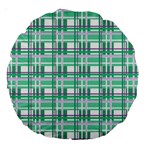 Green plaid pattern Large 18  Premium Round Cushions