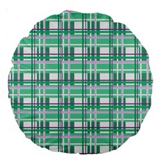 Green plaid pattern Large 18  Premium Round Cushions from ArtsNow.com Back