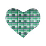 Green plaid pattern Standard 16  Premium Heart Shape Cushions