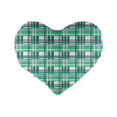 Green plaid pattern Standard 16  Premium Heart Shape Cushions from ArtsNow.com Back