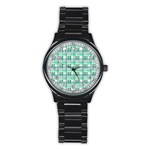 Green plaid pattern Stainless Steel Round Watch