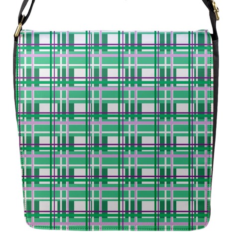 Green plaid pattern Flap Messenger Bag (S) from ArtsNow.com Front