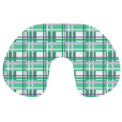 Green plaid pattern Travel Neck Pillows from ArtsNow.com Front