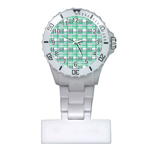 Green plaid pattern Plastic Nurses Watch from ArtsNow.com Front