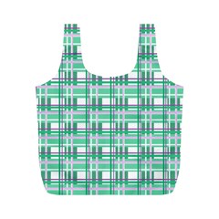 Green plaid pattern Full Print Recycle Bags (M)  from ArtsNow.com Front