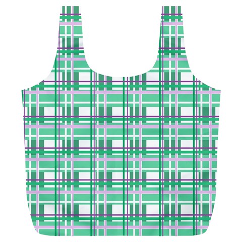 Green plaid pattern Full Print Recycle Bags (L)  from ArtsNow.com Front
