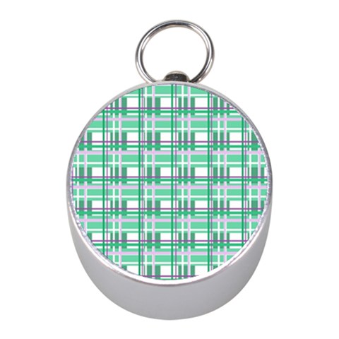 Green plaid pattern Mini Silver Compasses from ArtsNow.com Front