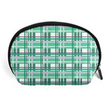 Green plaid pattern Accessory Pouches (Large) 