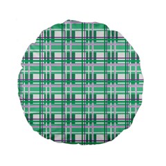 Green plaid pattern Standard 15  Premium Flano Round Cushions from ArtsNow.com Front