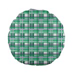 Green plaid pattern Standard 15  Premium Flano Round Cushions