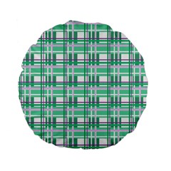 Green plaid pattern Standard 15  Premium Flano Round Cushions from ArtsNow.com Back