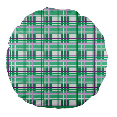 Green plaid pattern Large 18  Premium Flano Round Cushions from ArtsNow.com Front