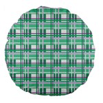 Green plaid pattern Large 18  Premium Flano Round Cushions