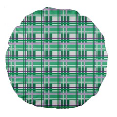 Green plaid pattern Large 18  Premium Flano Round Cushions from ArtsNow.com Back