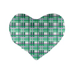 Green plaid pattern Standard 16  Premium Flano Heart Shape Cushions from ArtsNow.com Back