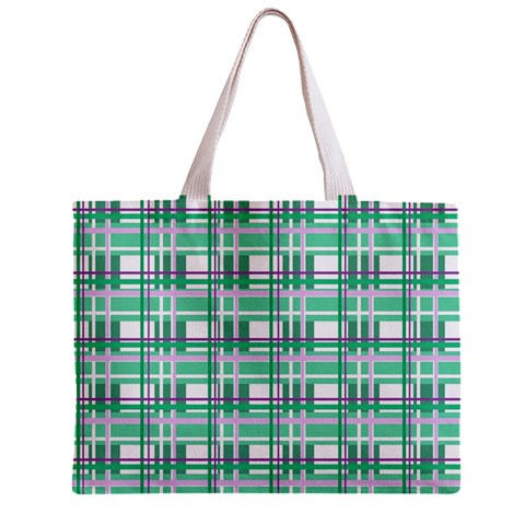 Green plaid pattern Zipper Mini Tote Bag from ArtsNow.com Front
