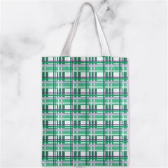 Green plaid pattern Zipper Classic Tote Bag from ArtsNow.com Front