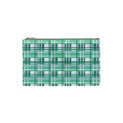 Green plaid pattern Cosmetic Bag (XS) from ArtsNow.com Front