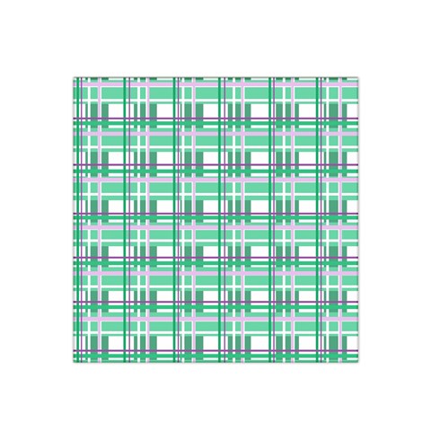 Green plaid pattern Satin Bandana Scarf from ArtsNow.com Front