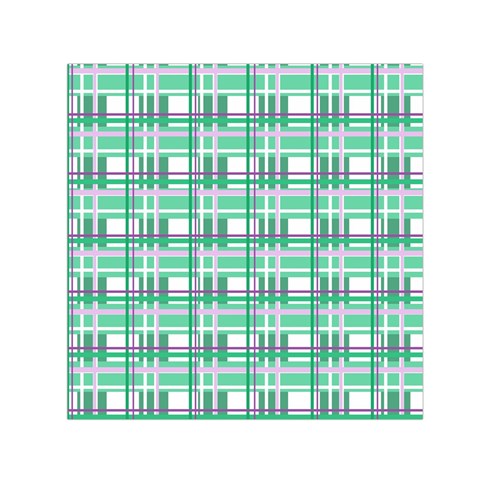Green plaid pattern Small Satin Scarf (Square) from ArtsNow.com Front
