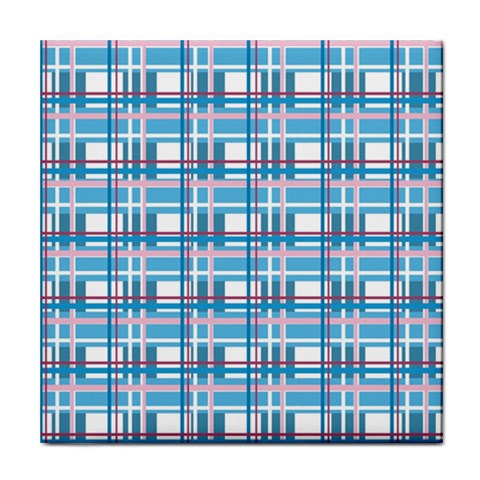 Blue plaid pattern Tile Coasters from ArtsNow.com Front