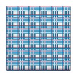 Blue plaid pattern Tile Coasters