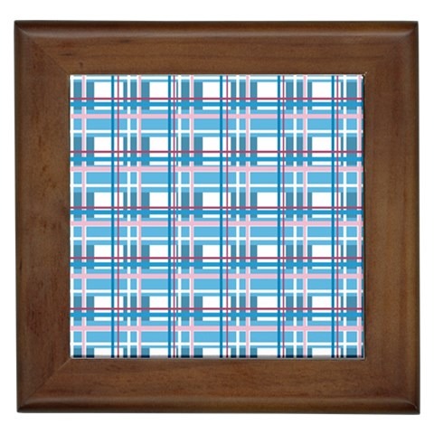 Blue plaid pattern Framed Tiles from ArtsNow.com Front