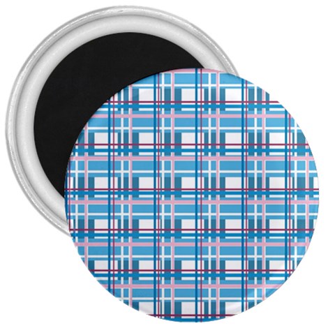 Blue plaid pattern 3  Magnets from ArtsNow.com Front