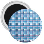 Blue plaid pattern 3  Magnets