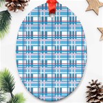 Blue plaid pattern Ornament (Oval) 