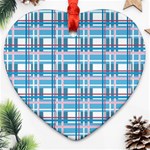 Blue plaid pattern Ornament (Heart) 