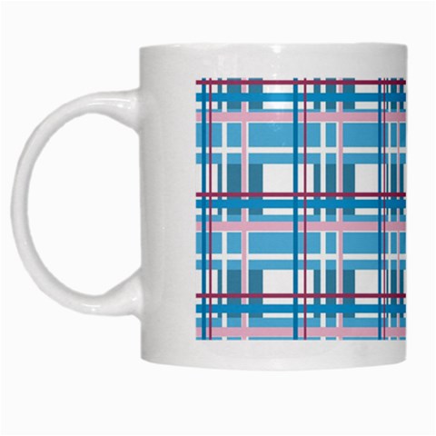 Blue plaid pattern White Mugs from ArtsNow.com Left