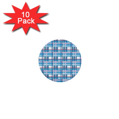 Blue plaid pattern 1  Mini Buttons (10 pack)  from ArtsNow.com Front