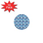 Blue plaid pattern 1  Mini Buttons (10 pack) 