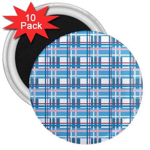 Blue plaid pattern 3  Magnets (10 pack)  from ArtsNow.com Front